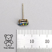 Minimalist Oval Australian Triplet Opal Stud Earrings 14k Yellow Gold