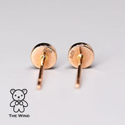 Minimalist Round Doublet Opal Stud Earrings 18k Rose Gold