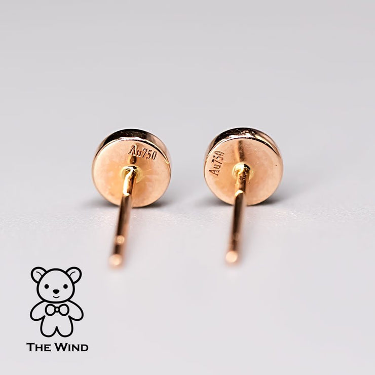Minimalist Round Doublet Opal Stud Earrings 18k Rose Gold