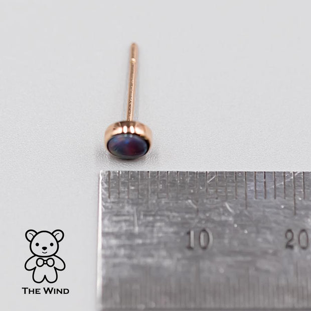 Minimalist Round Doublet Opal Stud Earrings 18k Rose Gold