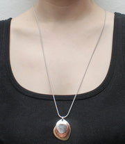 Three Hammered Petals on Long Snake Chain Necklace