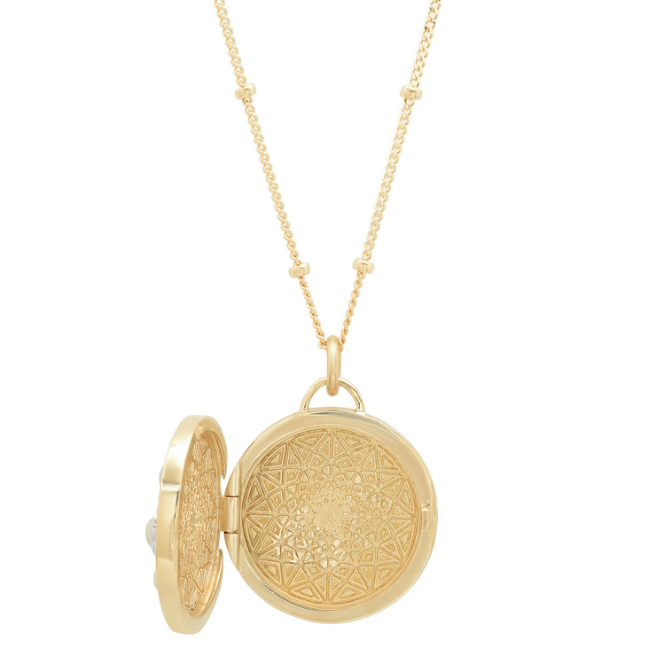 "Love Locket" Pendant - 14K gold & Opals
