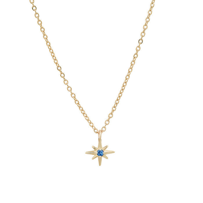 "Celestial" 14K Gold Mini North Star Pendant with Sapphire