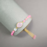 Rose Quartz Gemstone Adjustable Stacking Bracelet