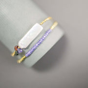 Stick Pearl Gemstone Adjustable Stacking Bracelet
