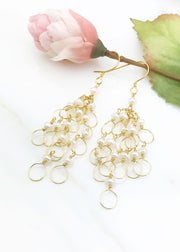 Pearl Gold Chain Loop Earrings