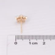 Plum Blossom Sakura Solid Opal Diamond Stud Earrings 14k Yellow Gold