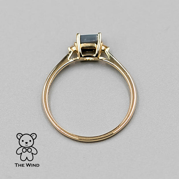 Rectangle Australian Boulder Opal Diamond Engagement Ring 18K Yellow Gold