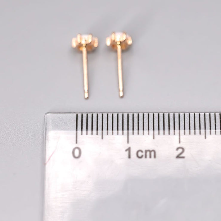 Round Six Prong Australian Solid Opal Stud Earrings 14K Rose Gold