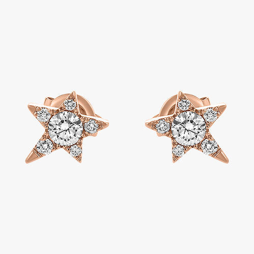 18K Gold Single Star Diamond Earring