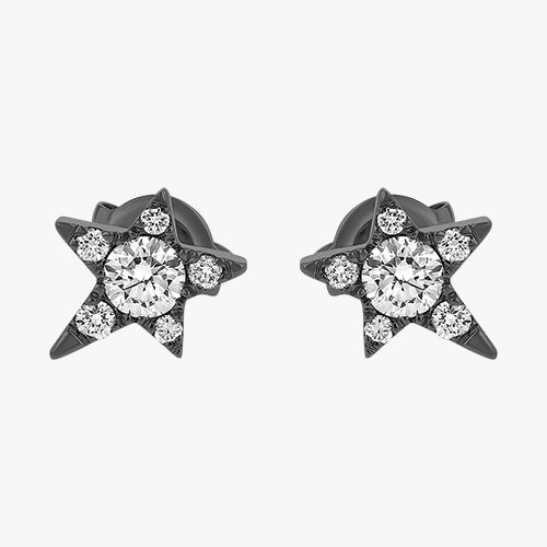 18K Gold Single Star Diamond Earring