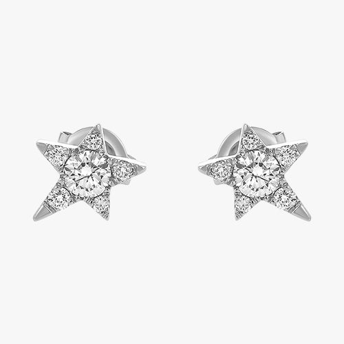 18K Gold Single Star Diamond Earring