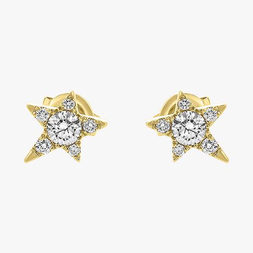 18K Gold Single Star Diamond Earring