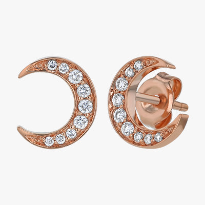 18K Gold Crescent Moon Studs