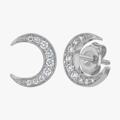 18K Gold Crescent Moon Studs