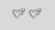 18K Gold Diamond Open Heart Stud Earrings