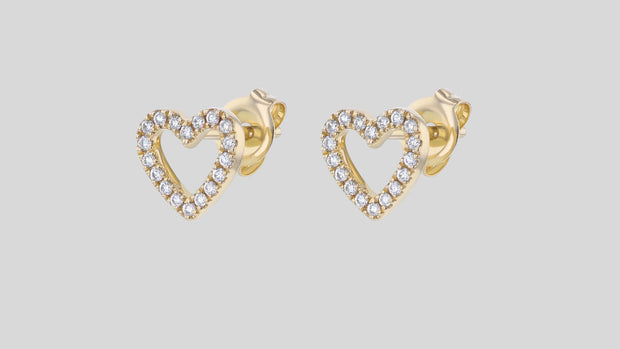 Diamond Open Heart Stud Earrings