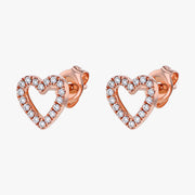 Diamond Open Heart Stud Earrings