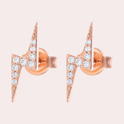 18K Gold White Diamond Lightning Bolt Stud