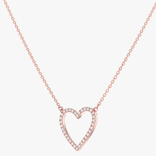 18K Diamond Open Heart Necklace