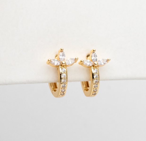 Tiny Diamond Flower Hoops