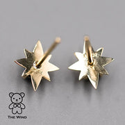 Starry Design Australian Solid Opal Stud Earrings 14K Yellow Gold