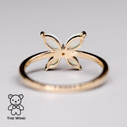 Flower Design Australian Opal Diamond Engagement Ring 14K Yellow Gold