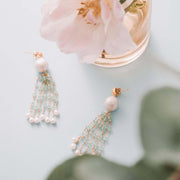 Pearl & Rose Quartz Tassel Earrings