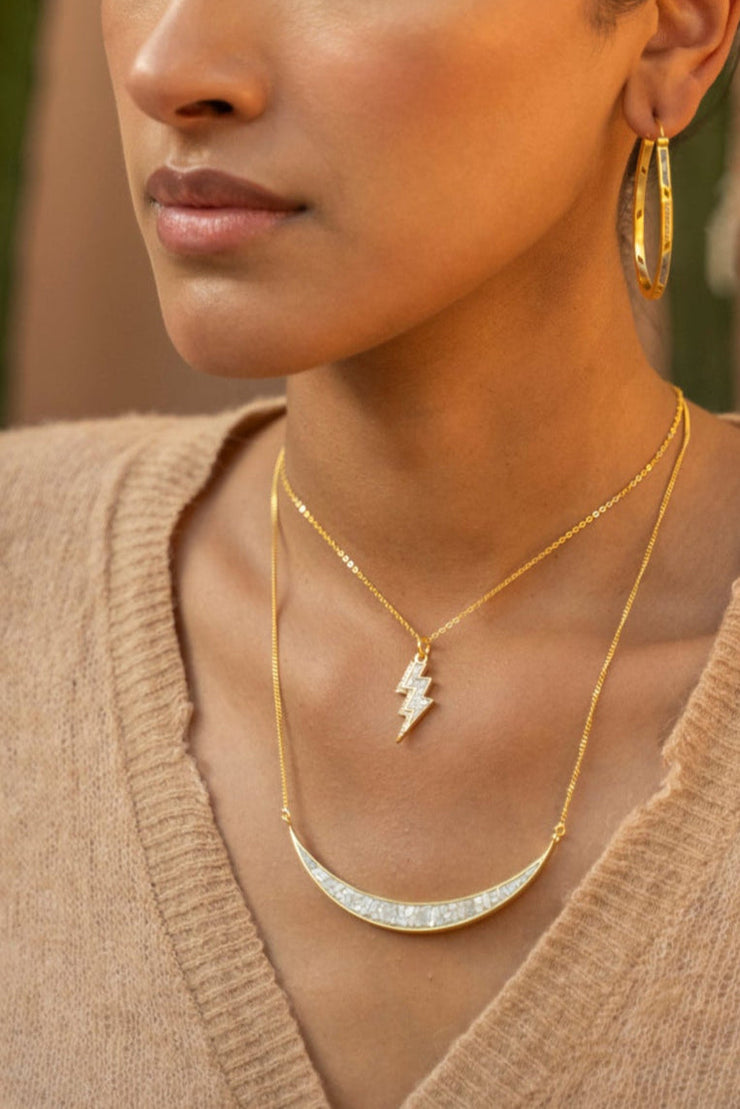 Rishi Bolt Diamond Gold Vermeil Pendant Necklace