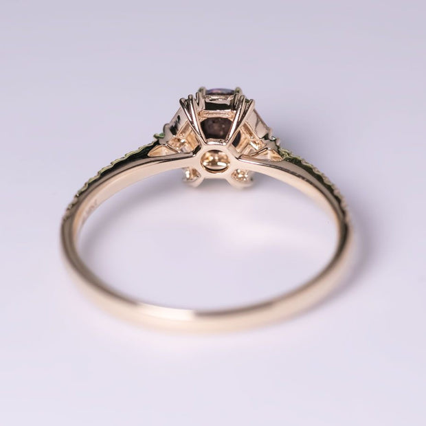 The One - Black Opal, Baguette Cut Diamond, Tsavorite Engagement Ring 14K Gold