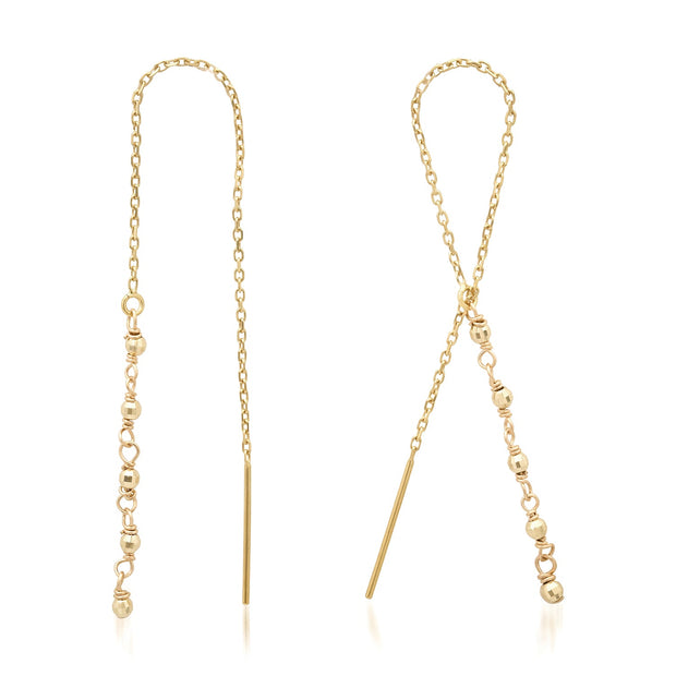 14K Yellow or White Gold Loop Threader Earrings