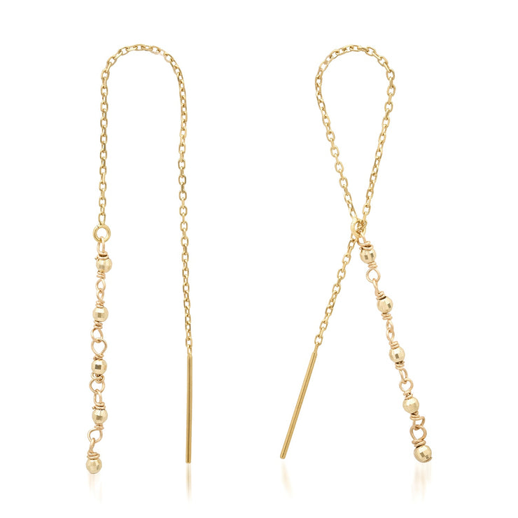 14K Yellow or White Gold Loop Threader Earrings