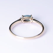 Three Stones Black Opal Diamond Engagement Ring 14K Yellow Gold