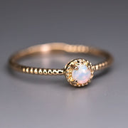 Twisted Band Round Australian Solid Opal Ring in 14K Yellow Gold