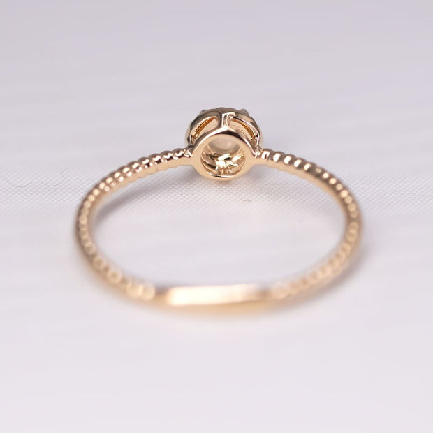 Twisted Band Round Australian Solid Opal Ring in 14K Yellow Gold