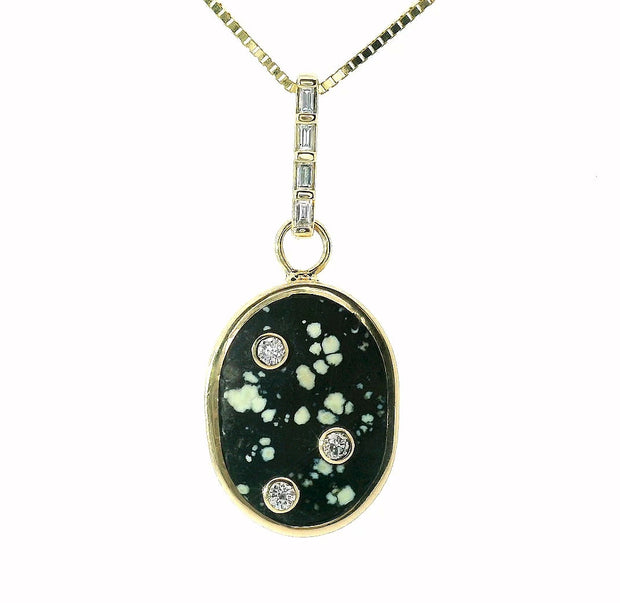 Large Reversible Pendant - No. 8 Turquoise, New Lander Turquoise & White Diamonds