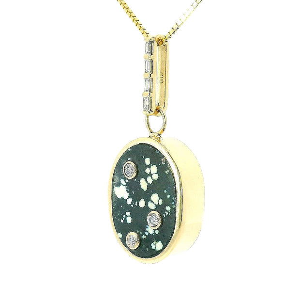 Large Reversible Pendant - No. 8 Turquoise, New Lander Turquoise & White Diamonds