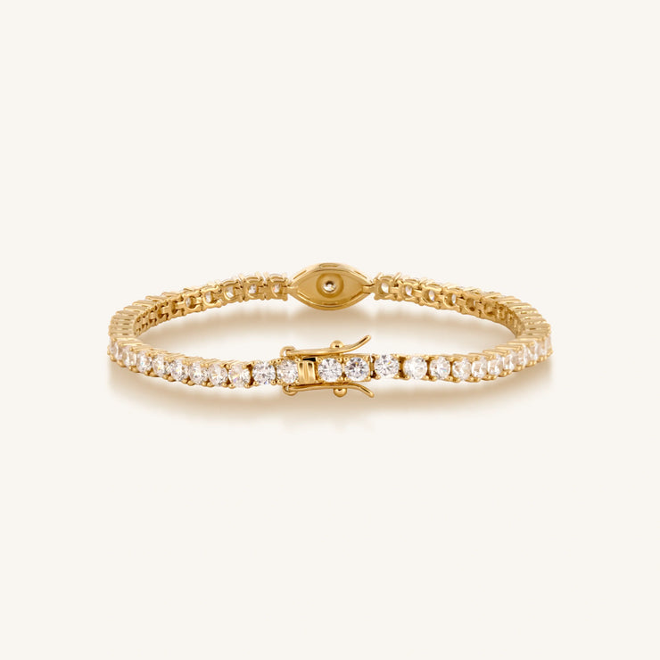 Sparkling Awareness Gold Plated Evil Eye Bracelet