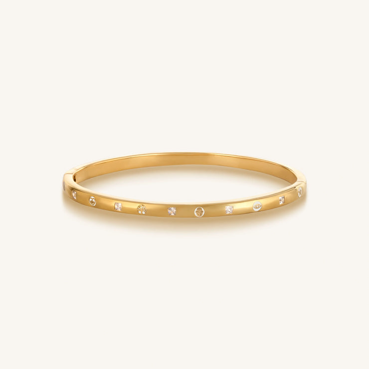Unwavering Grace Gold Multi Symbol Bangle Bracelet