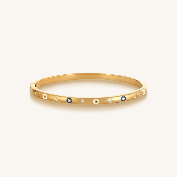 Soulful Rejuvenation Gold Evil Eye Bangle Bracelet