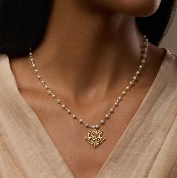 Renewed Intuition Lotus Pearl Necklace