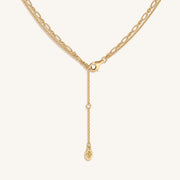 Reflected Bliss Gold Moon & Stars Double Chain Gold Necklace