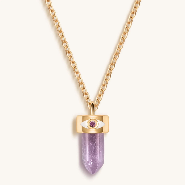 Serene Tranquility - Amethyst Evil Eye Pointer Necklace