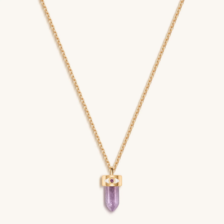 Serene Tranquility - Amethyst Evil Eye Pointer Necklace