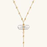 Clear Mind - Crystal Quartz Gold Evil Eye Necklace