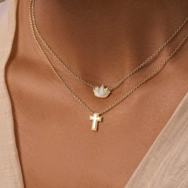 Centered Mindset Lotus Mother of Pearl Necklace