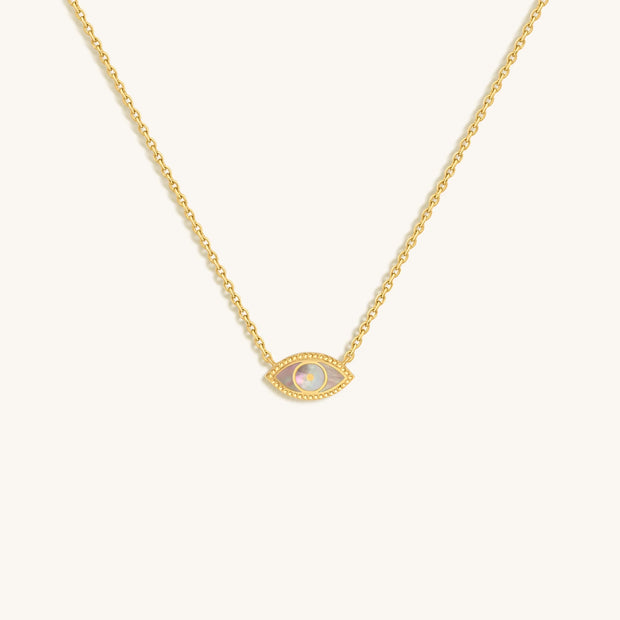 Glowing Energy Evil Eye Mother of Pearl Necklace