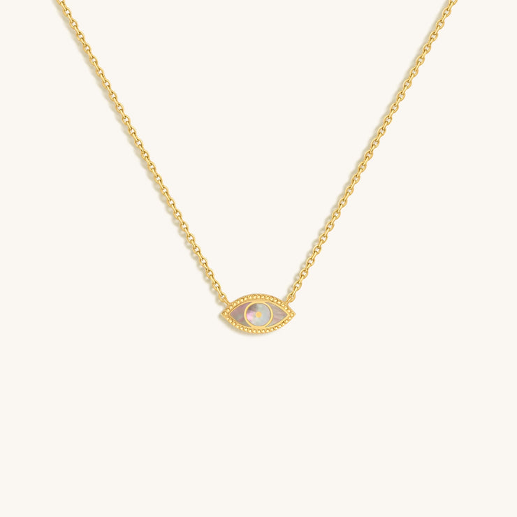 Glowing Energy Evil Eye Mother of Pearl Necklace