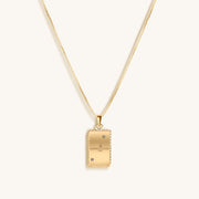 Intelligent Expression - White Enamel Aquarius Card Necklace