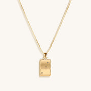 Intelligent Expression - White Enamel Aquarius Card Necklace